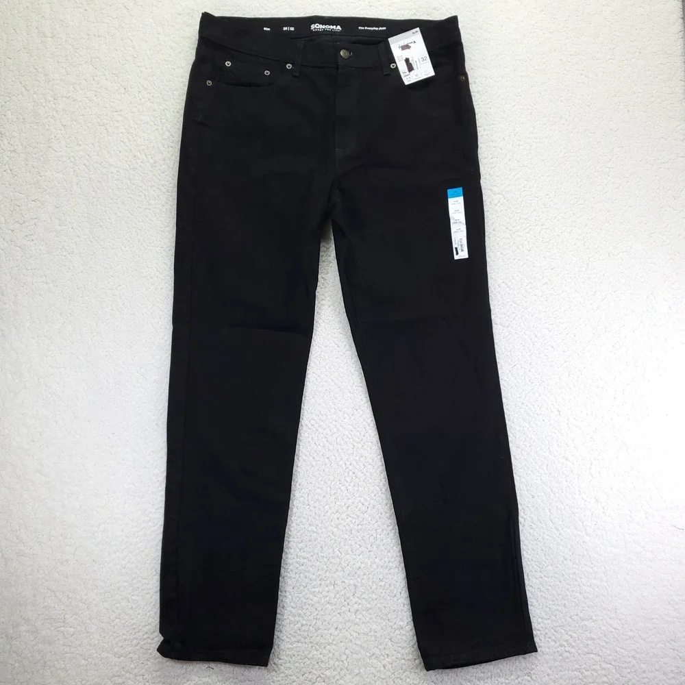 Sonoma Goods For Life Mens Slim Fit Everyday Jean Black 36x32 NWT Stretch Denim